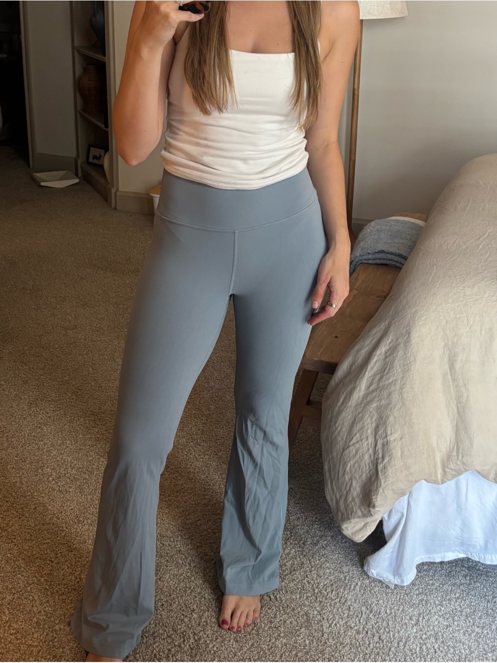 High-Waist Light Blue Flare Active Pants